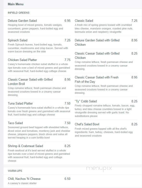 Casey's Dugout Saloon - Paoli, PA menu_pic