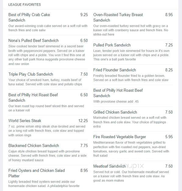 Casey's Dugout Saloon - Paoli, PA menu_pic