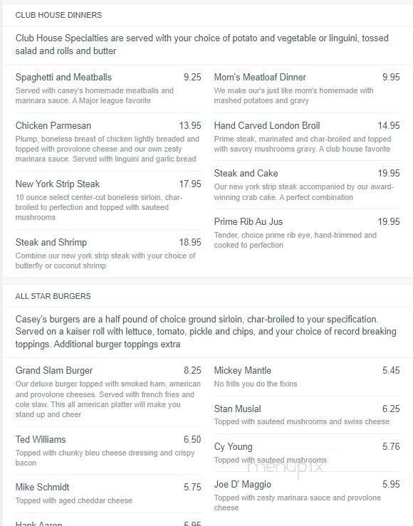 Casey's Dugout Saloon - Paoli, PA menu_pic