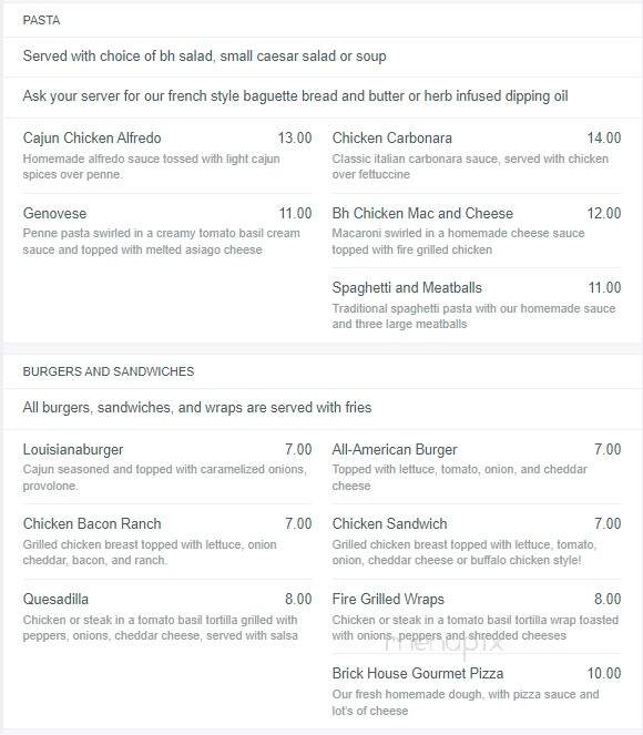 Eau Claire Street Cafe Bar - Butler, PA menu_pic