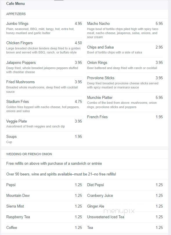Eau Claire Street Cafe Bar - Butler, PA menu_pic
