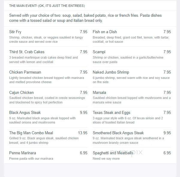 Eau Claire Street Cafe Bar - Butler, PA menu_pic