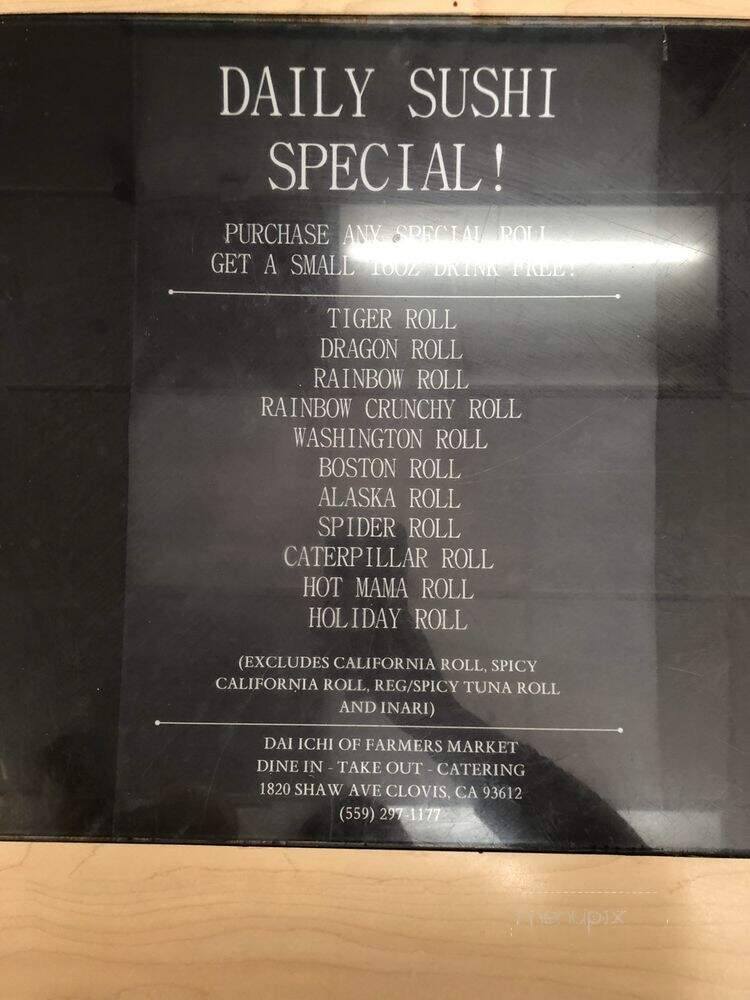 Dai-Ichi - Fresno, CA menu_pic