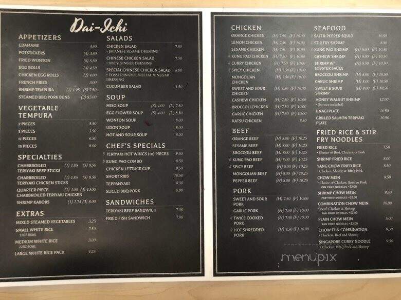 Dai-Ichi - Fresno, CA menu_pic
