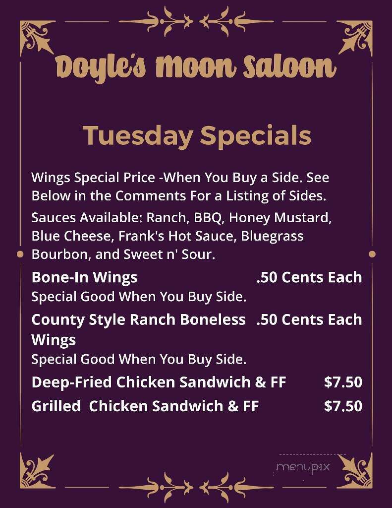 Doyles Moon Saloon - Mosinee, WI menu_pic