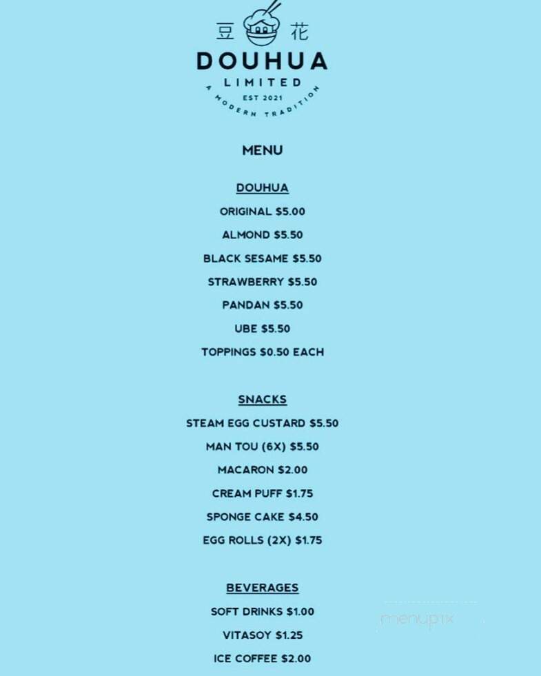 Douhua Limited - Monterey Park, CA menu_pic