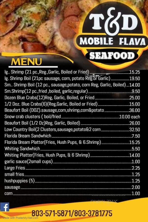 T & D Mobile Flava Seafood - Bamberg, SC