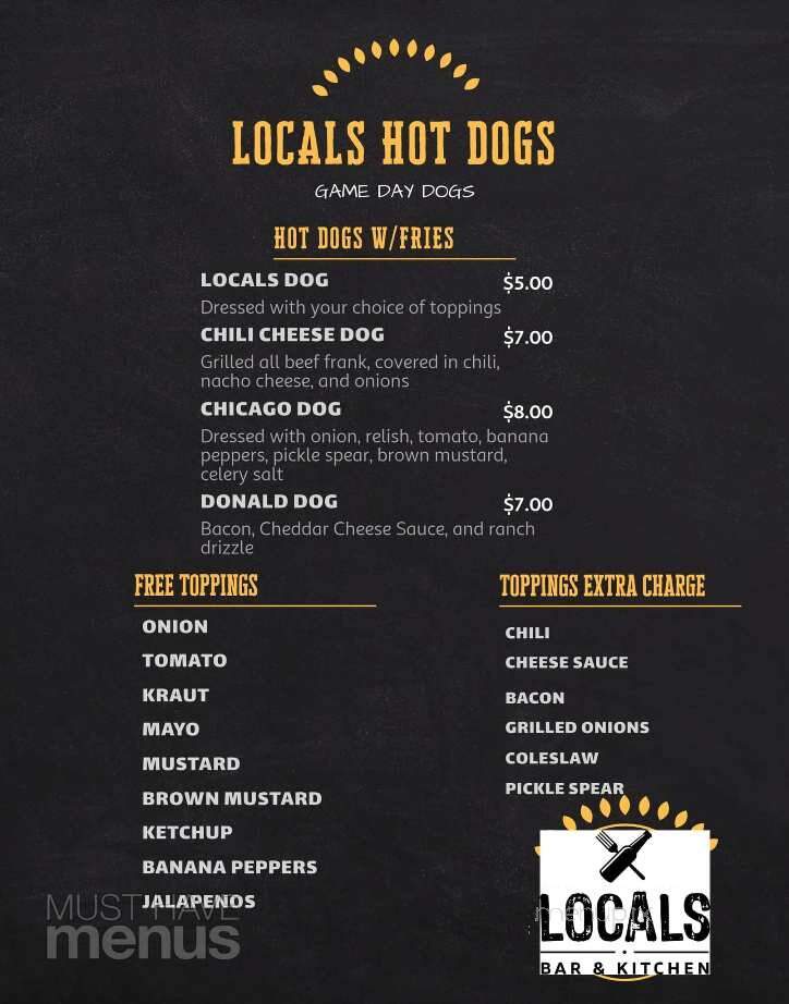 Locals Bar and Kitchen - Denham Springs, LA menu_pic