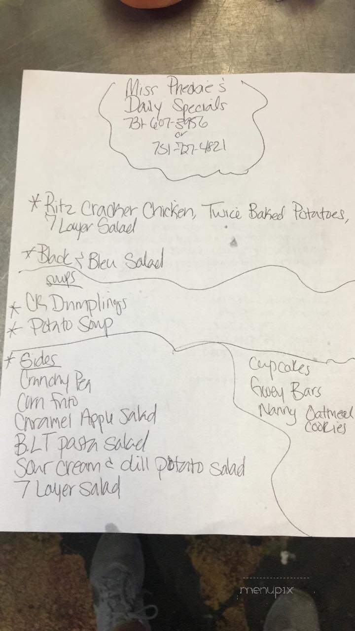 Miss Pheobie's - Savannah, TN menu_pic