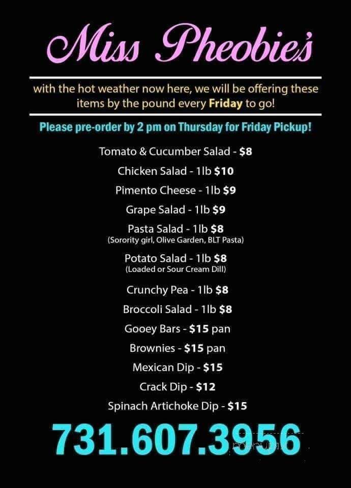 Miss Pheobie's - Savannah, TN menu_pic