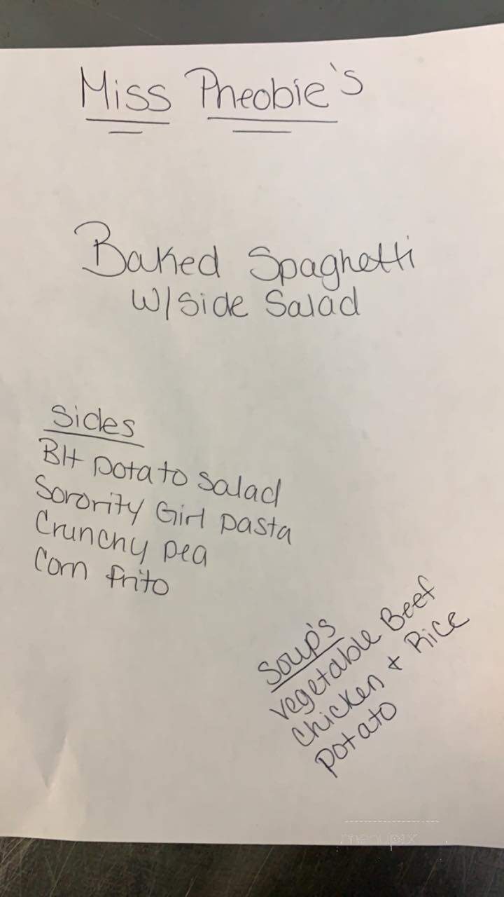 Miss Pheobie's - Savannah, TN menu_pic
