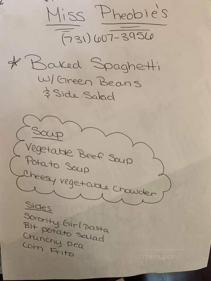 Miss Pheobie's - Savannah, TN menu_pic