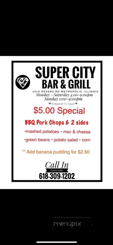 Super City Bar & Grill - Metropolis, IL menu_pic