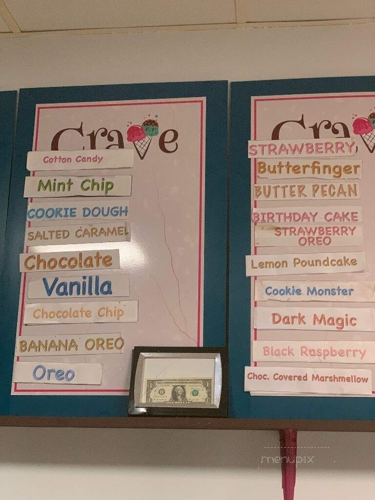 Crave Frozen Desserts - Dravosburg, PA menu_pic