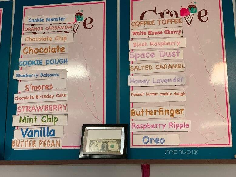 Crave Frozen Desserts - Dravosburg, PA menu_pic
