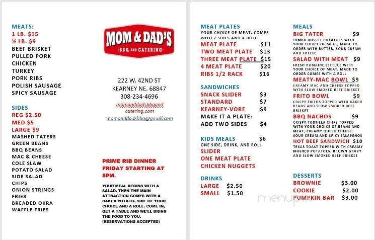 Mom and Dad's Bar-B-Que and Catering - Kearney, NE menu_pic