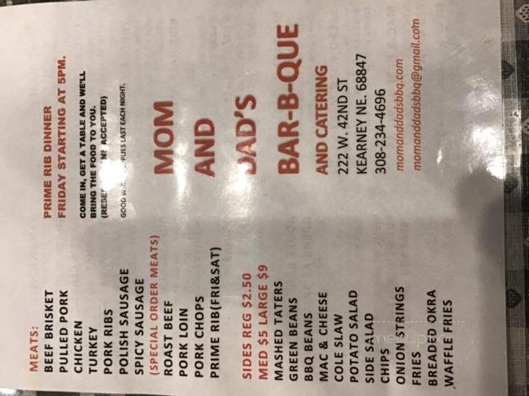 Mom and Dad's Bar-B-Que and Catering - Kearney, NE menu_pic