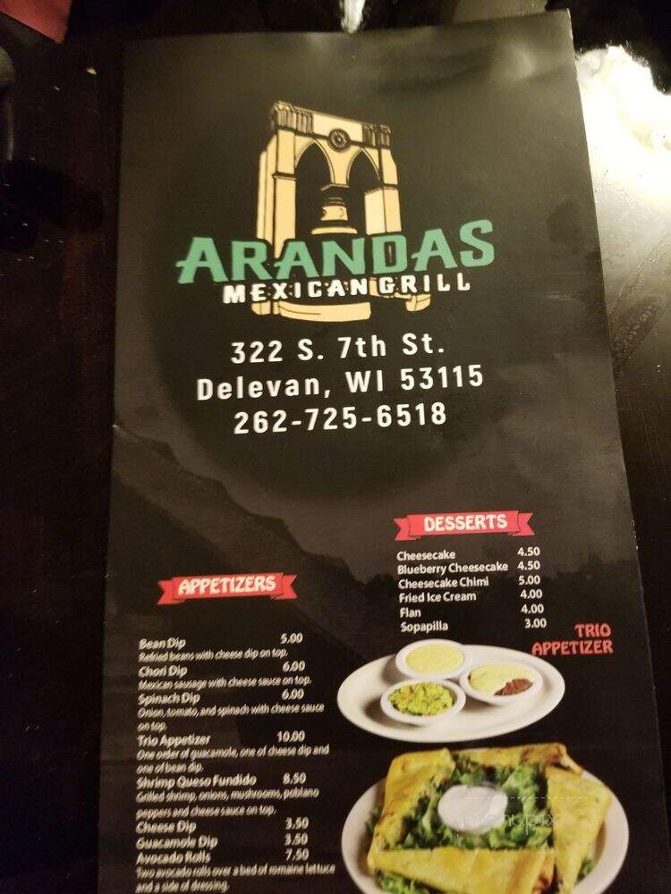 Arandas - Delavan, WI menu_pic