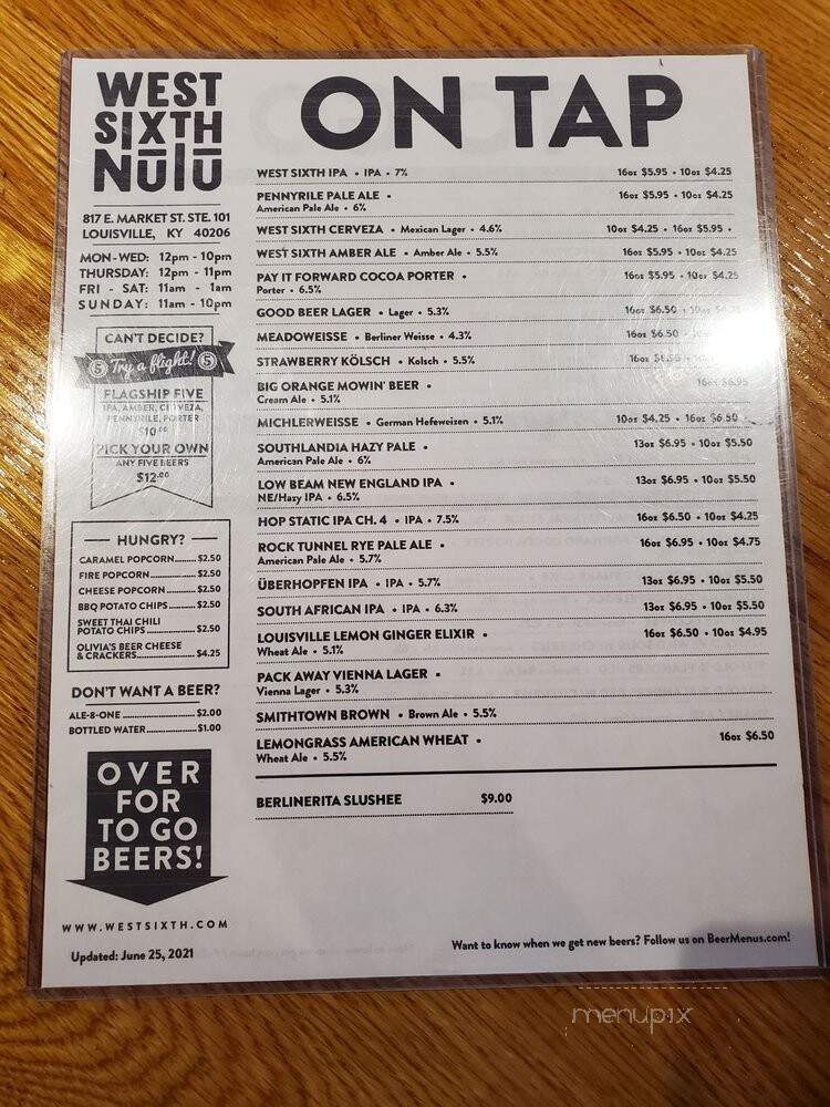 West Sixth NuLu - Louisville, KY menu_pic