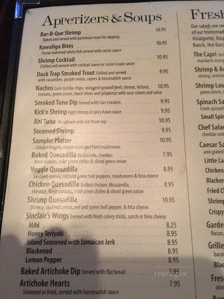 Sinclair's Restaurant - Montgomery, AL menu_pic