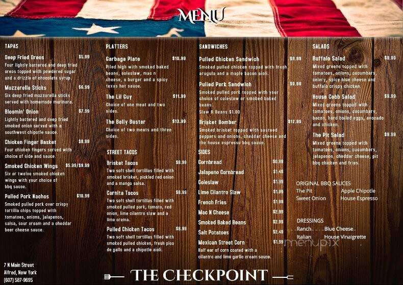 The Checkpoint Barbecue - Alfred, NY menu_pic