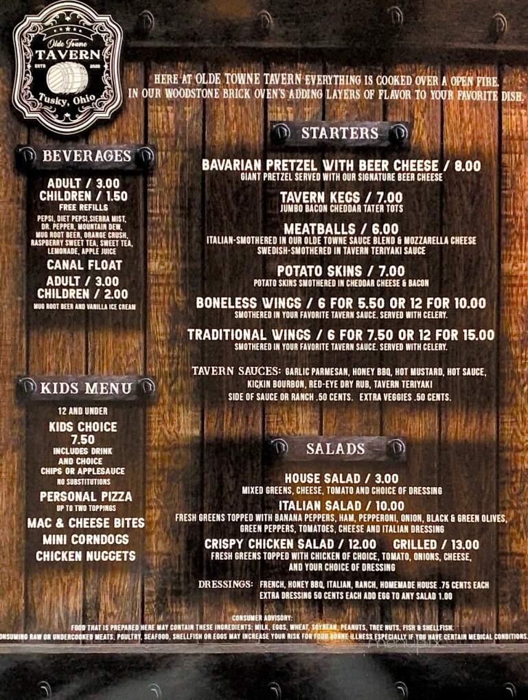 Olde Towne Tavern - Tuscarawas, OH menu_pic
