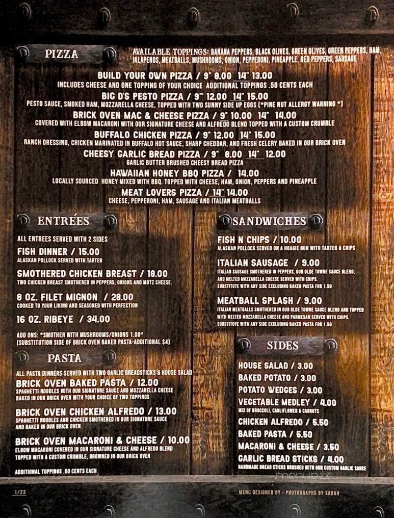Olde Towne Tavern - Tuscarawas, OH menu_pic