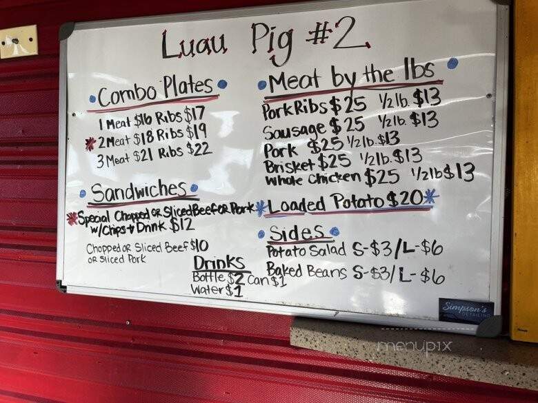 Luau Pig #2 BBQ - Stonewall, LA menu_pic