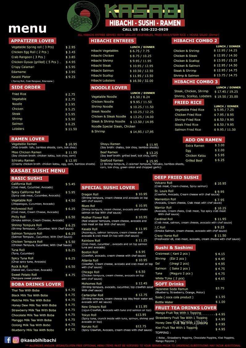 Kasabi Hibachi Sushi and Ramen - Warrenton, MO menu_pic