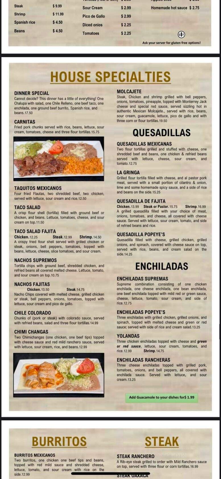 Casa Jalisco - Ellsworth, ME menu_pic