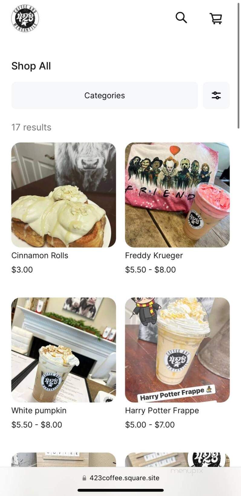423 Coffee and Mercantile - Greeneville, TN menu_pic