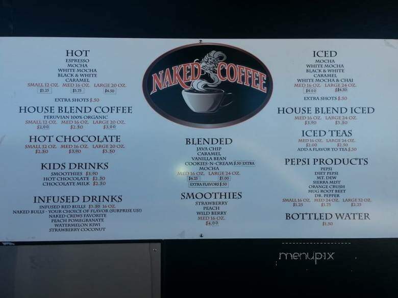 Naked Coffee - Redding, CA menu_pic