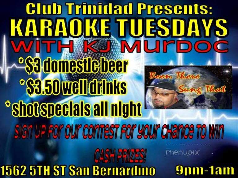 Club Trinidad - San Bernardino, CA menu_pic