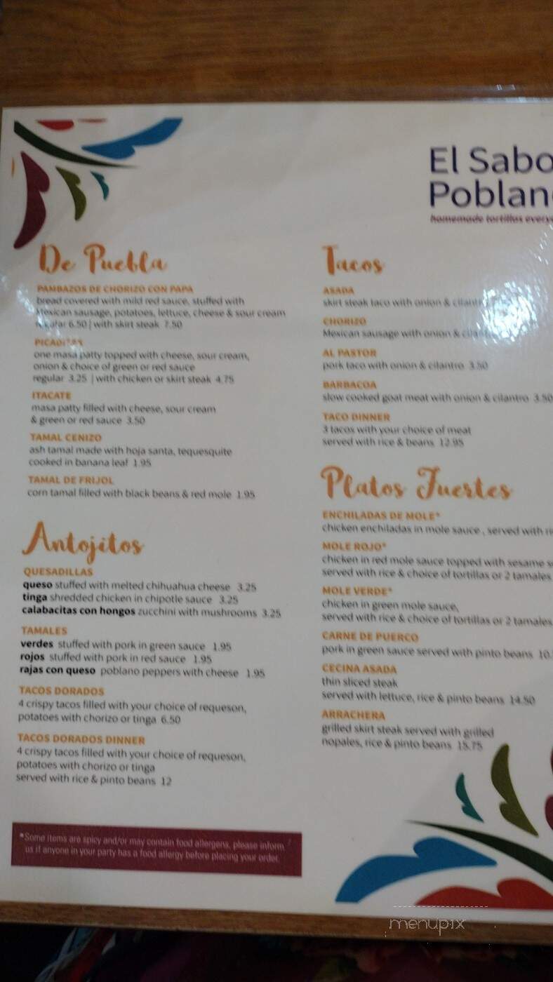 El Poblano Mexican Restaurant - Chicago, IL menu_pic