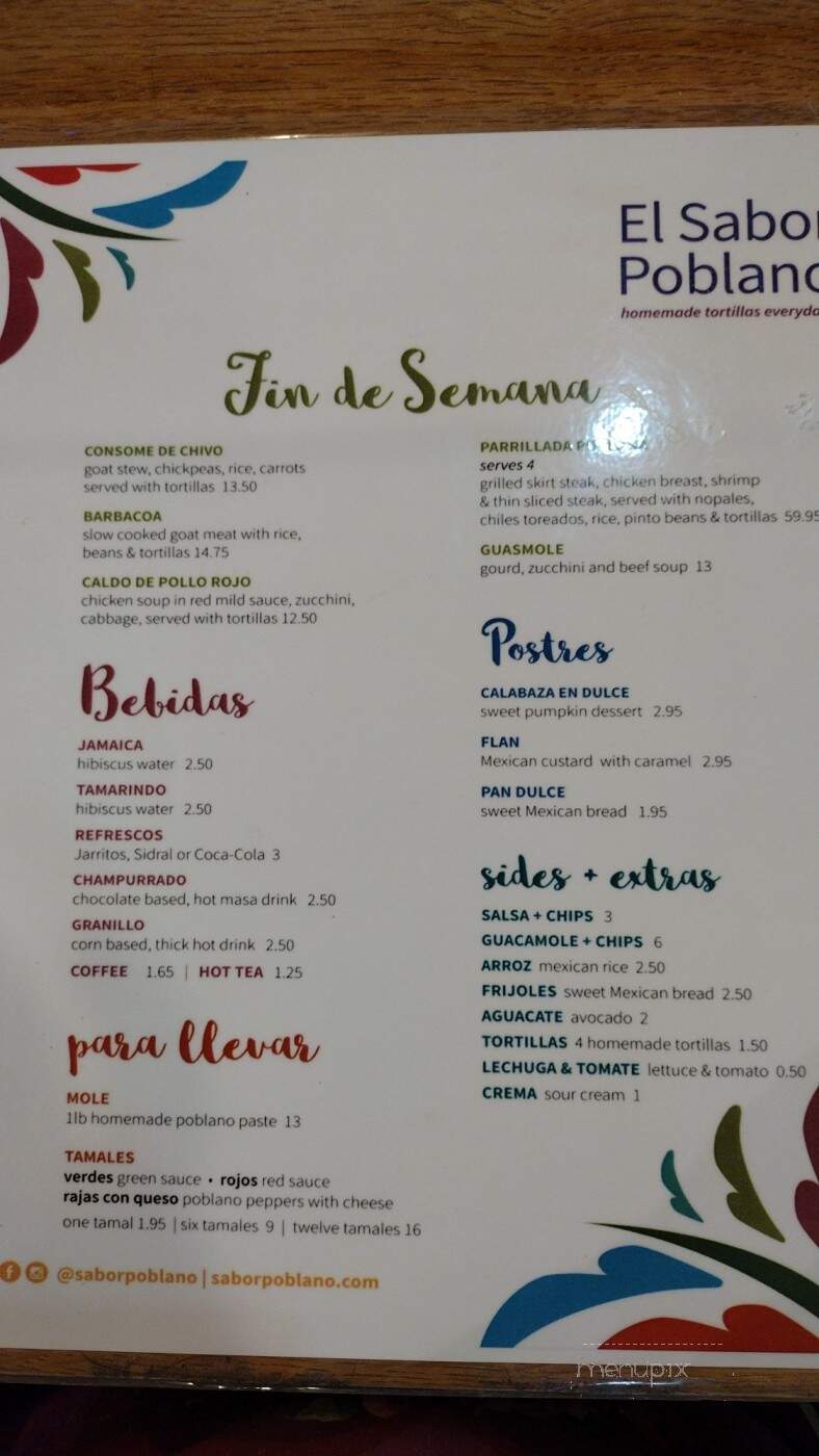 El Poblano Mexican Restaurant - Chicago, IL menu_pic