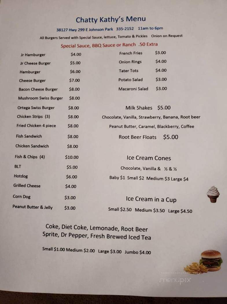 Chatty Kathy's - Mcarthur, CA menu_pic