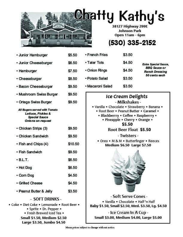 Chatty Kathy's - Mcarthur, CA menu_pic