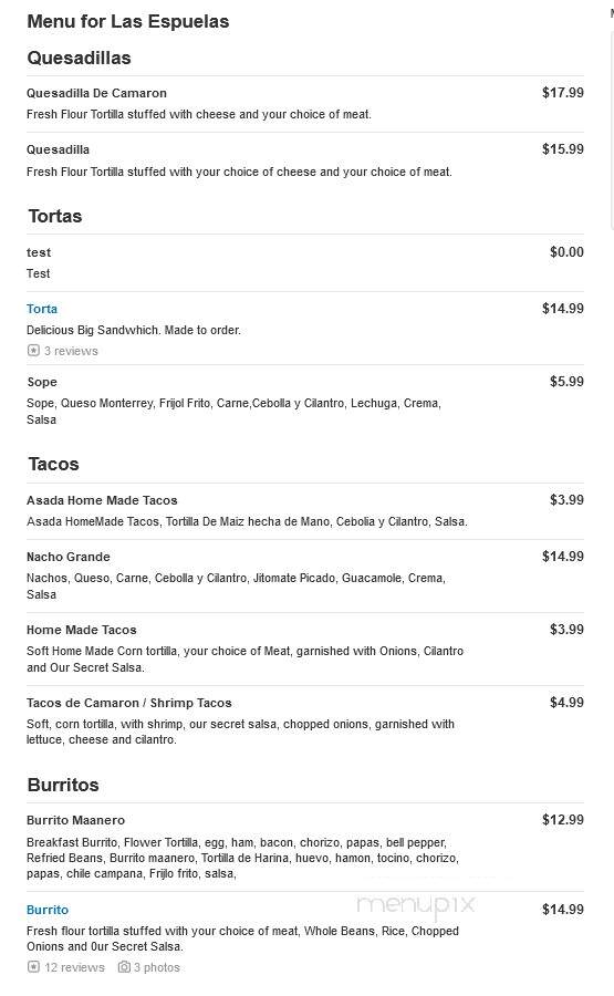 Las Espuelas - Dinuba, CA menu_pic