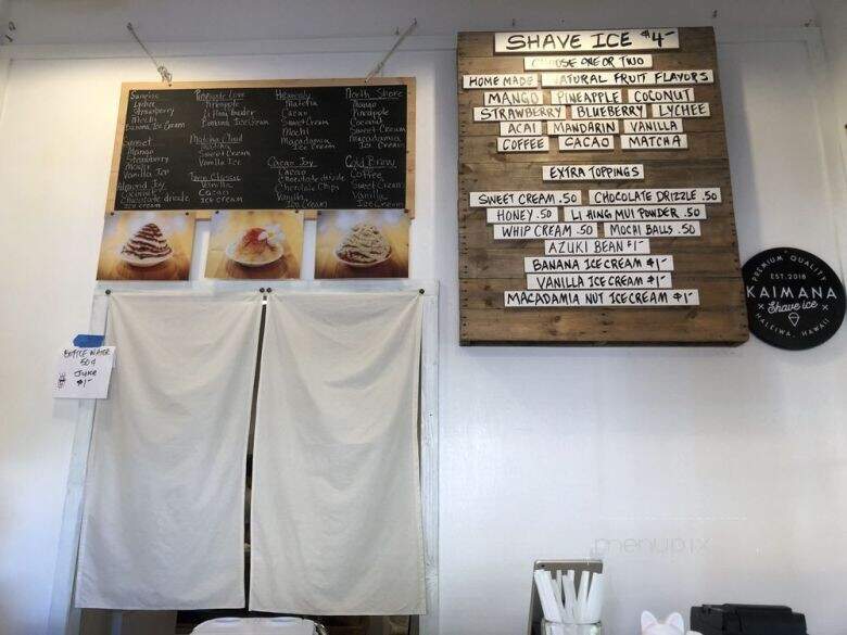 Kaimana Shave Ice - Haleiwa, HI menu_pic