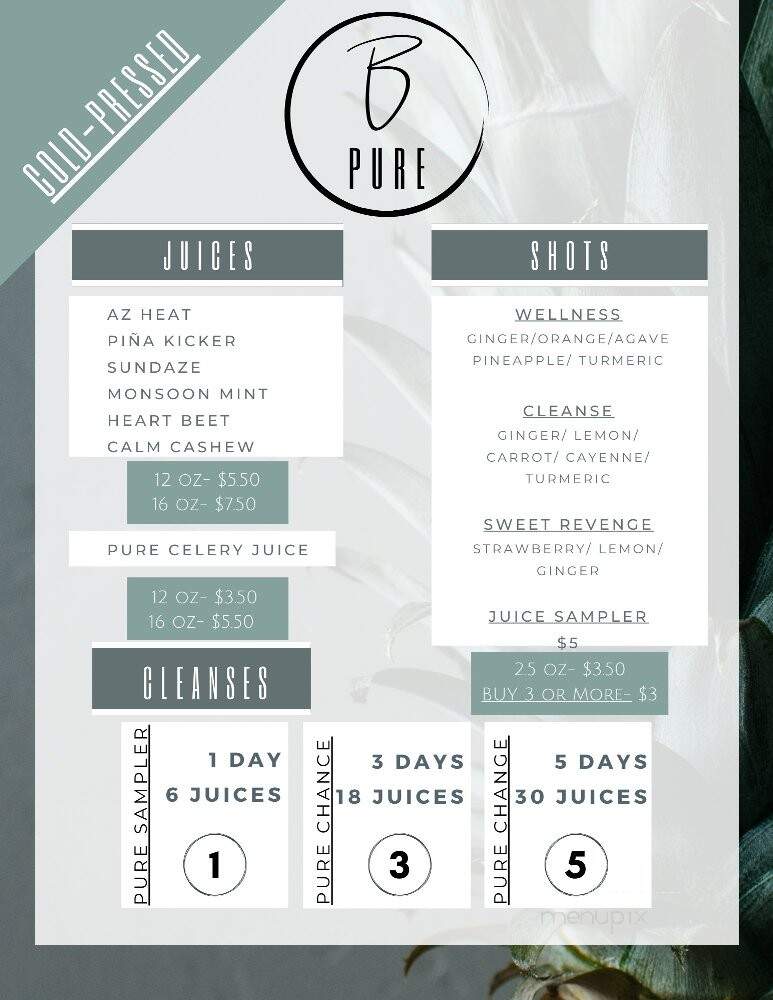 B Pure Juices - Nogales, AZ menu_pic