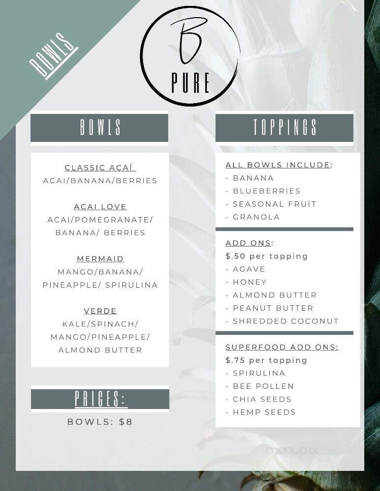 B Pure Juices - Nogales, AZ menu_pic