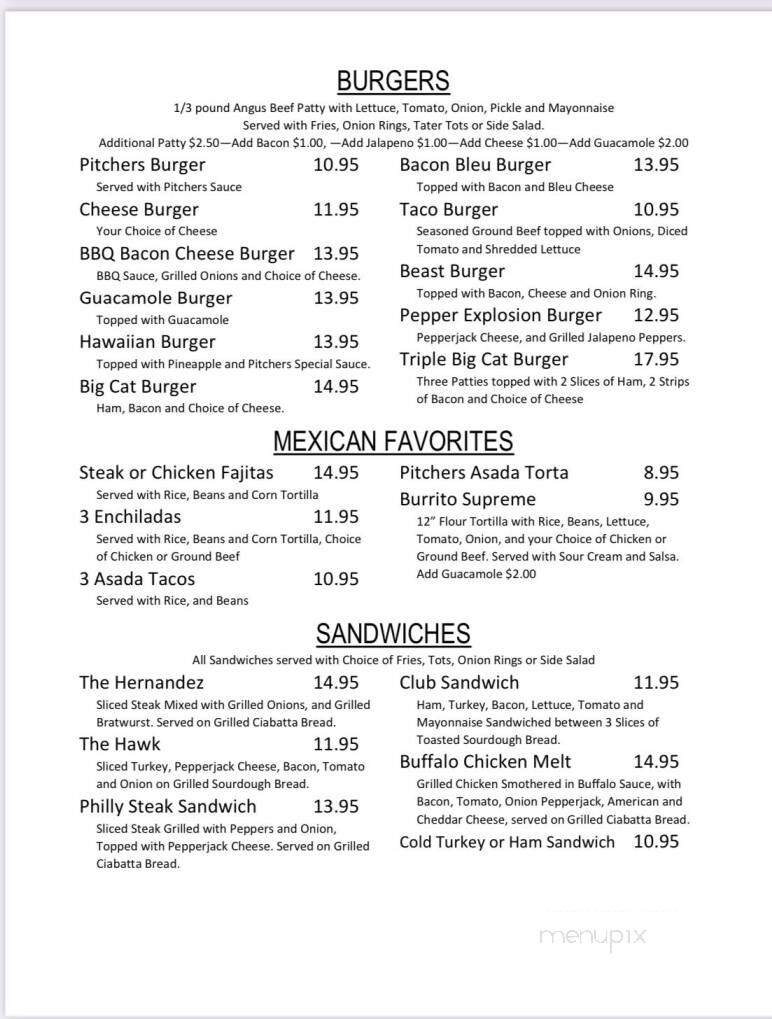 Pitchers - Warden, WA menu_pic