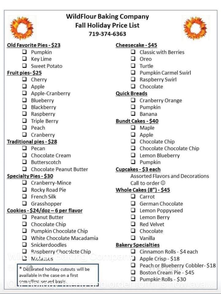 WildFlour Baking Company - Woodland Park, CO menu_pic