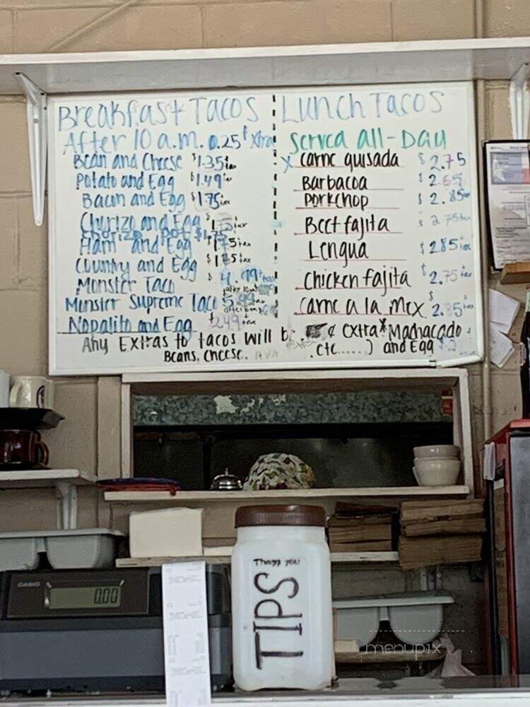 Elmendorf Cafe - San Antonio, TX menu_pic