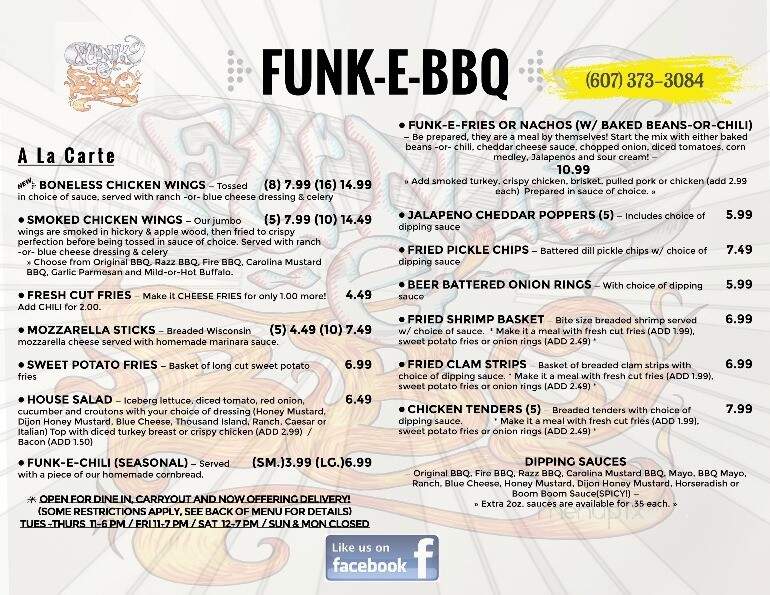 Funk E BBQ - Norwich, NY menu_pic