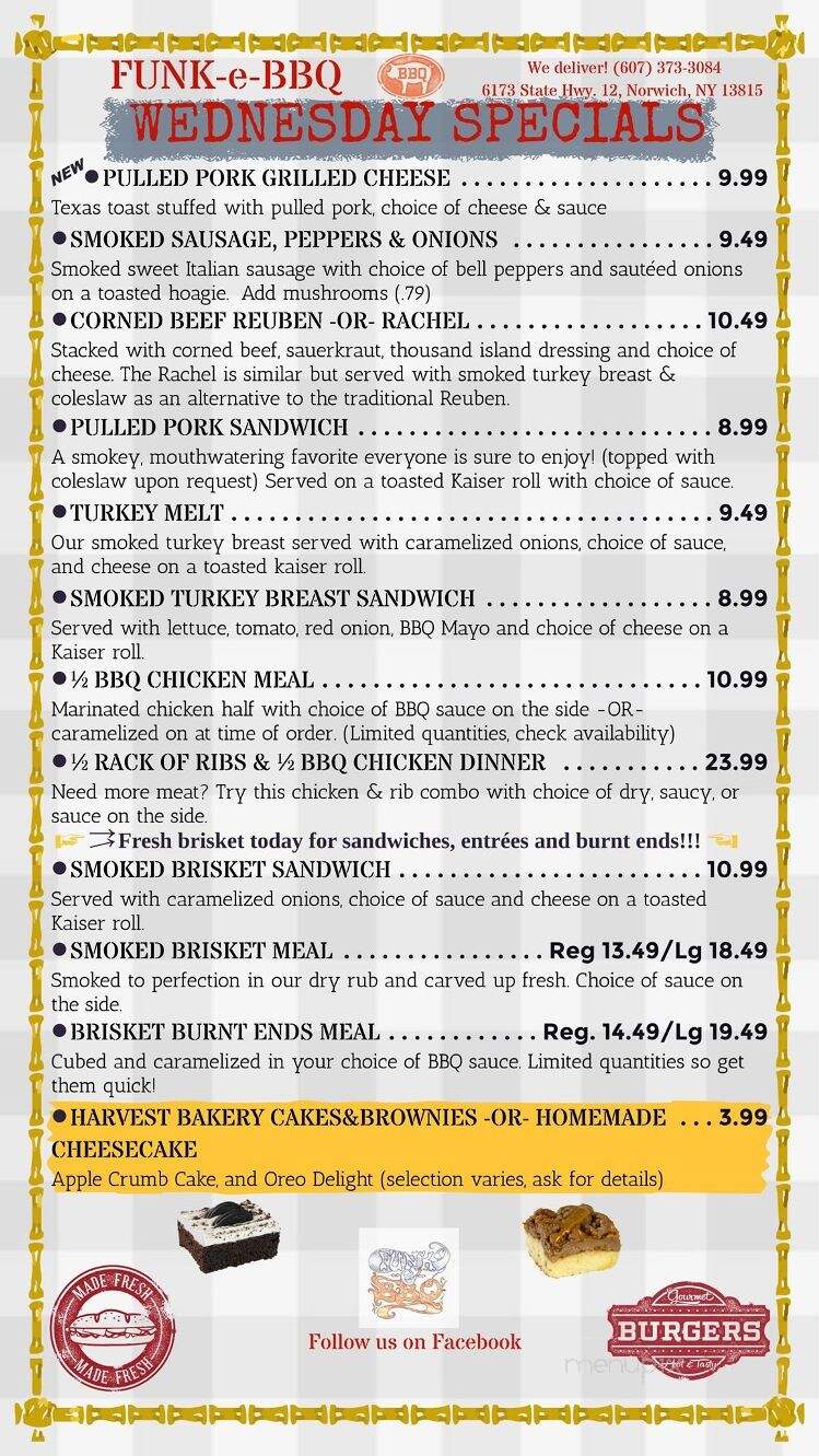 Funk E BBQ - Norwich, NY menu_pic