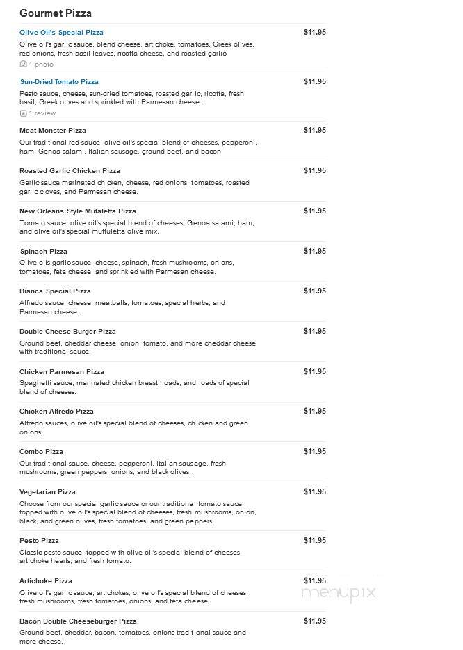 Olive Oil's Pizzeria and More - Washington, PA menu_pic