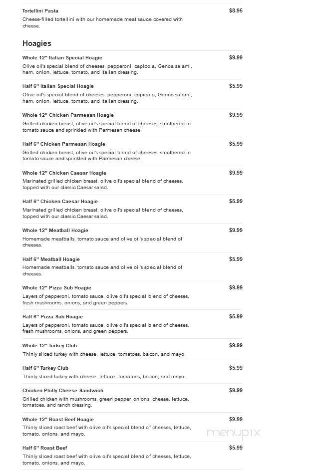 Olive Oil's Pizzeria and More - Washington, PA menu_pic