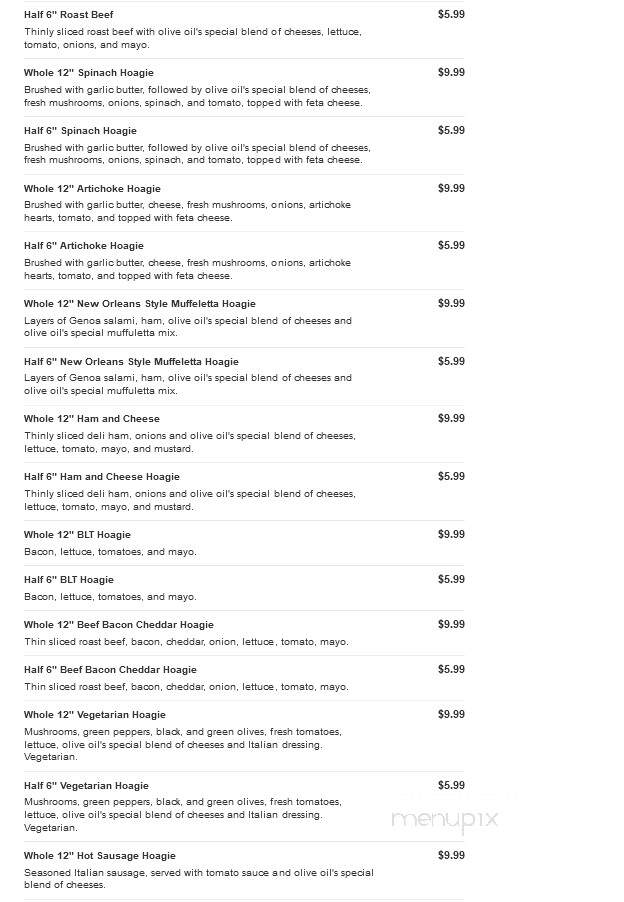 Olive Oil's Pizzeria and More - Washington, PA menu_pic