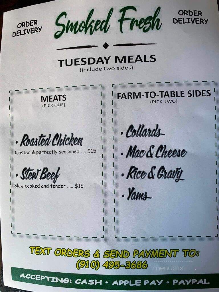 Smoked Fresh - Fayetteville, NC menu_pic